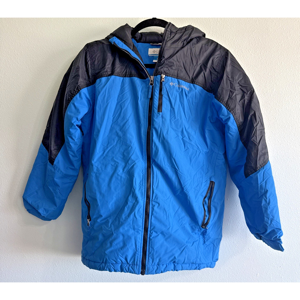 Columbia Sportswear Youth Hooded Jacket L 14-16 Black & Blue Winter Warm coat
